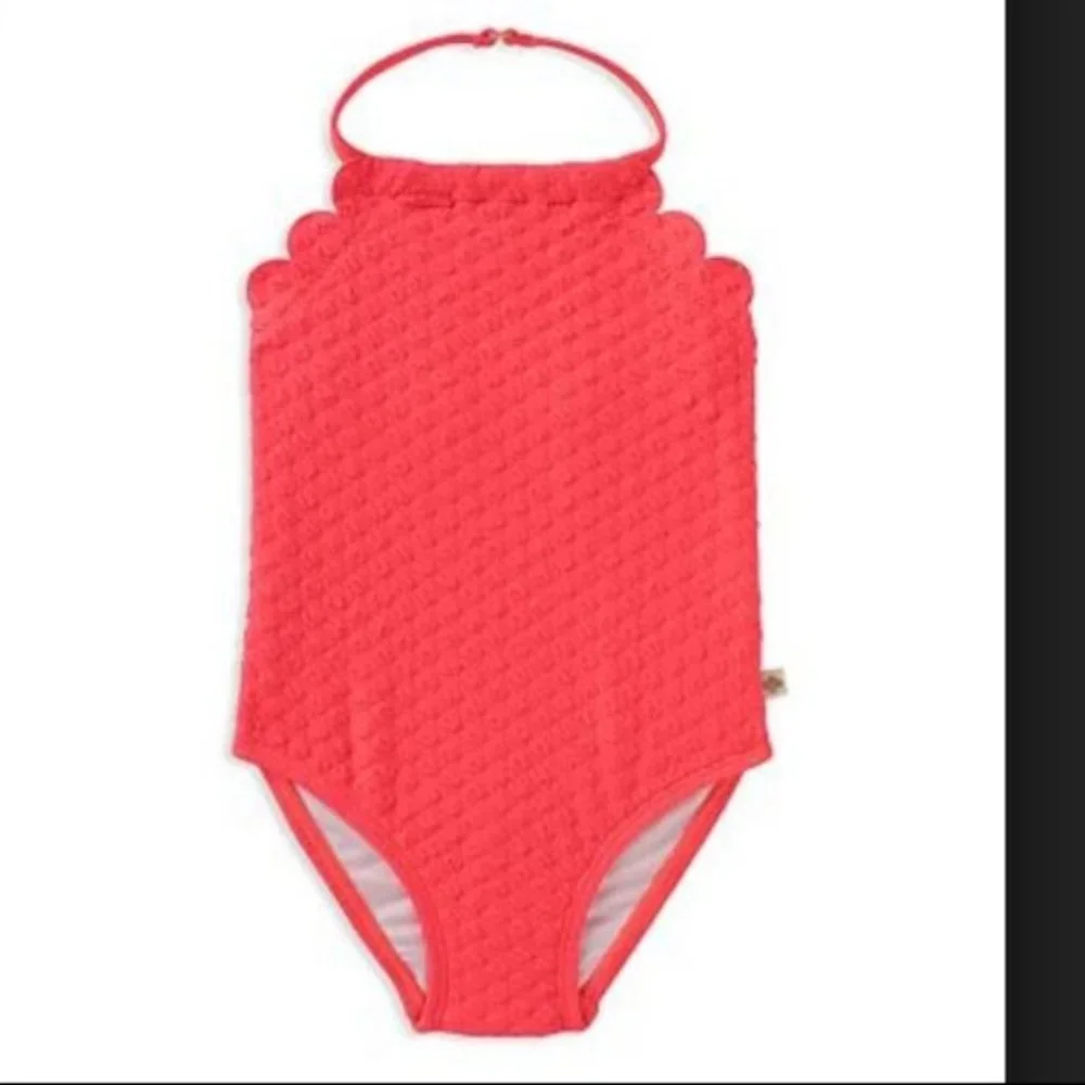 Kate Spade New York Scalloped Textured Halter Swimsuit NWT